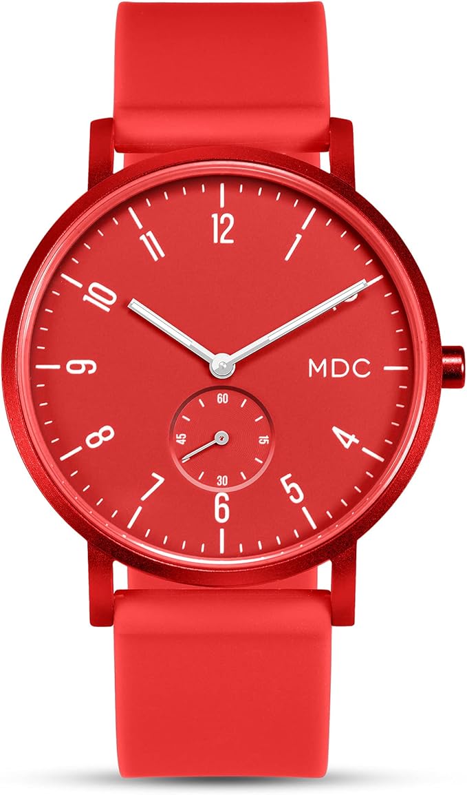 mdc 极简主义男士手表时尚中性款模拟腕表,休闲修身防水彩色硅胶表带